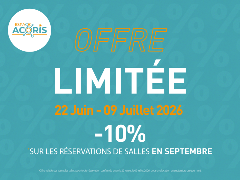 Lire la suite à propos de l’article Offre flash : -10% sur les réservations de salles pour septembre 2026 !